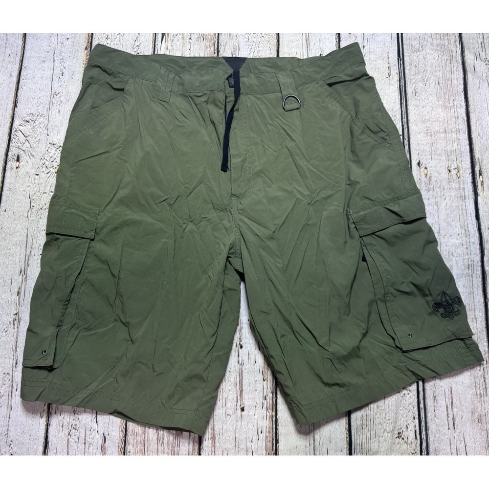 Boy Scouts Shorts Men's Large Nylon Green BSA Uniform Hiking Cargo 11" Inseam